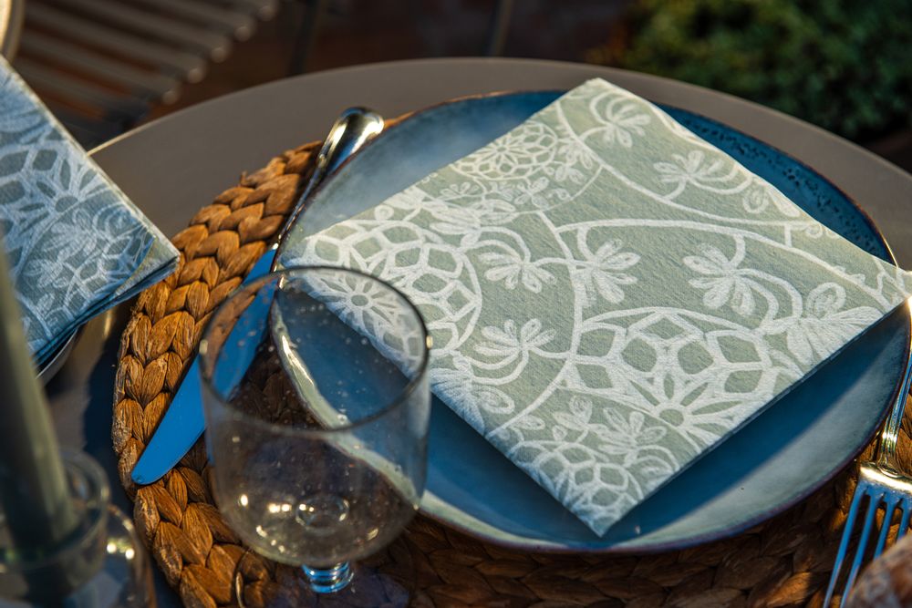 Napkins - Napkin Moucharabieh green - FRANÇOISE PAVIOT