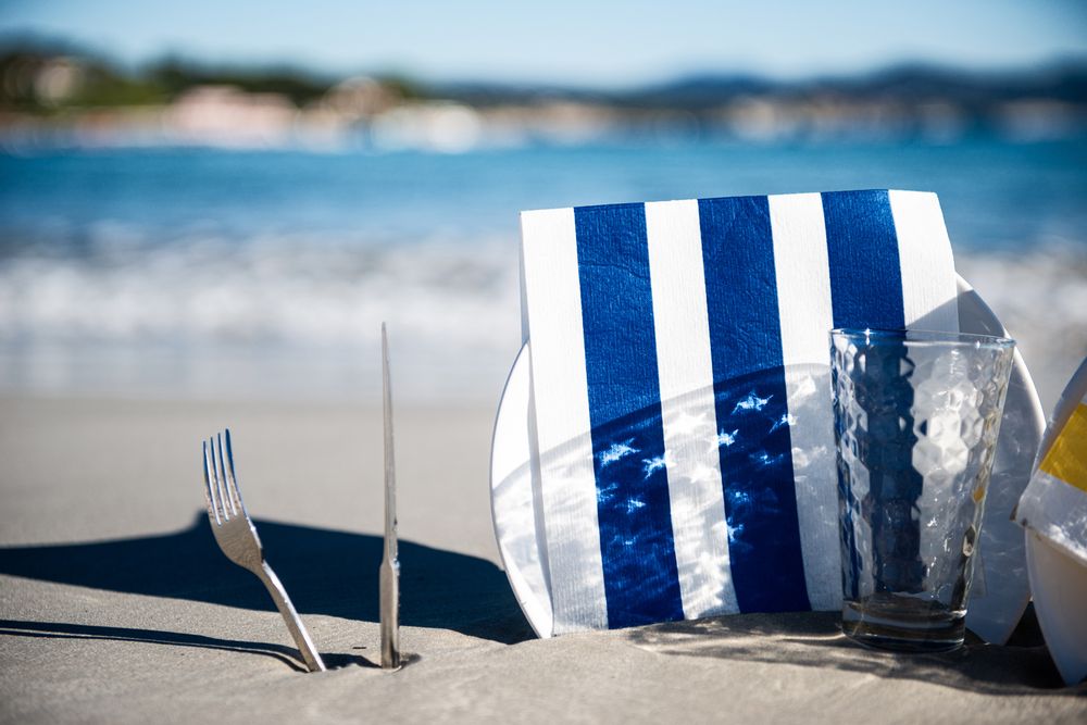 Decorative objects - Napkin blue stripe - FRANÇOISE PAVIOT