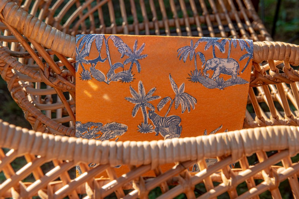Objets de décoration - Serviette Toile de jouy orange - FRANÇOISE PAVIOT