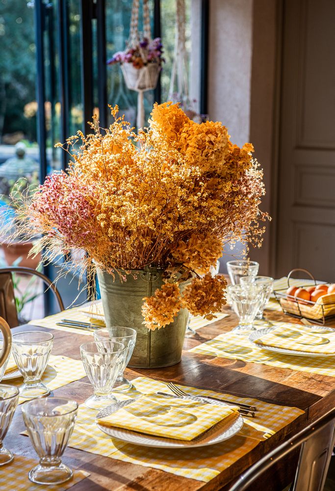 Objets de décoration - Serviette Vichy jaune - FRANÇOISE PAVIOT