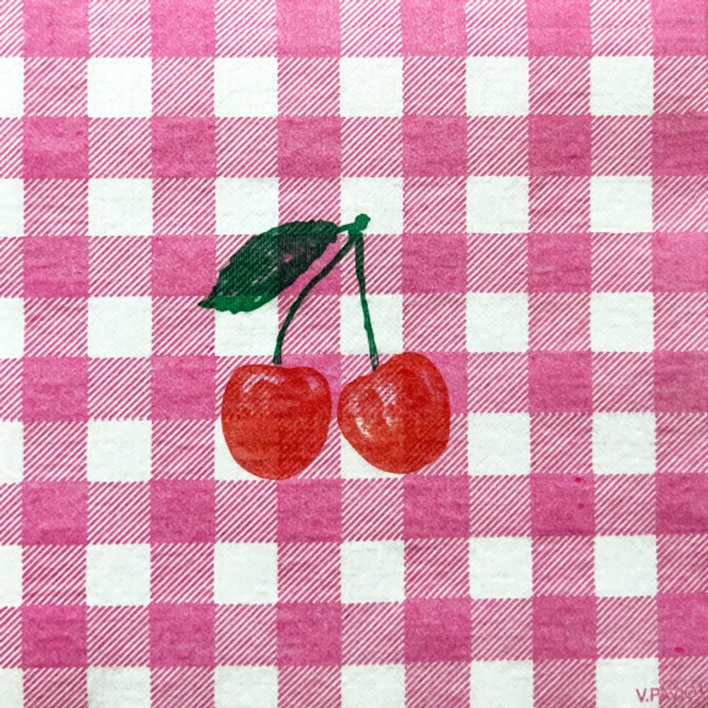 Decorative objects - Napkin Vichy cerise - FRANÇOISE PAVIOT