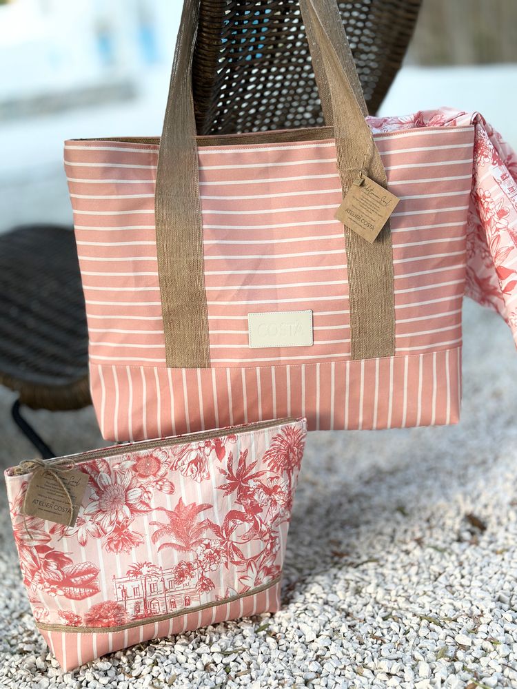 Sacs et cabas - CABAS coton imprimé & jute - ATELIER COSTÀ