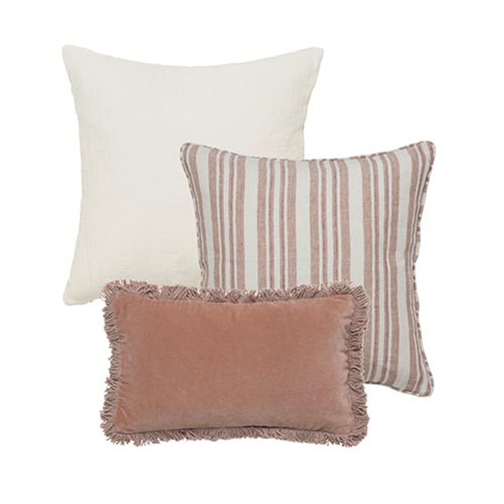 Coussins textile - Coussins : rose tendre, rose et jaune - COZY LIVING COPENHAGEN