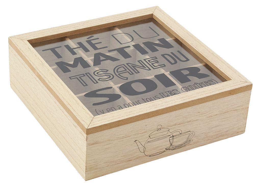 Tea and coffee accessories - Natural wood and glass tea box - AUBRY GASPARD