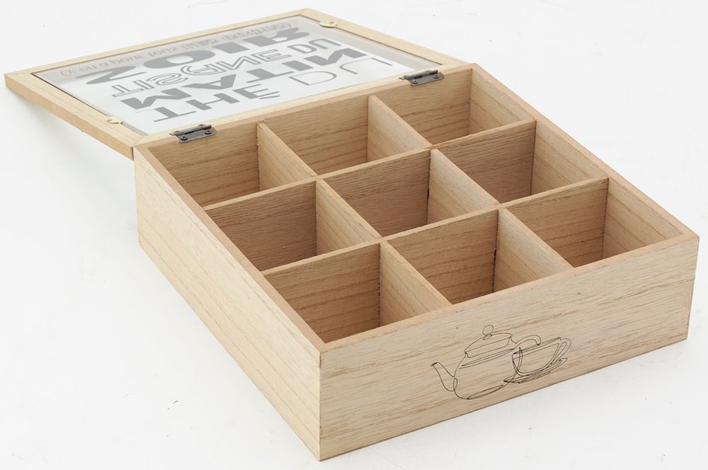 Tea and coffee accessories - Natural wood and glass tea box - AUBRY GASPARD