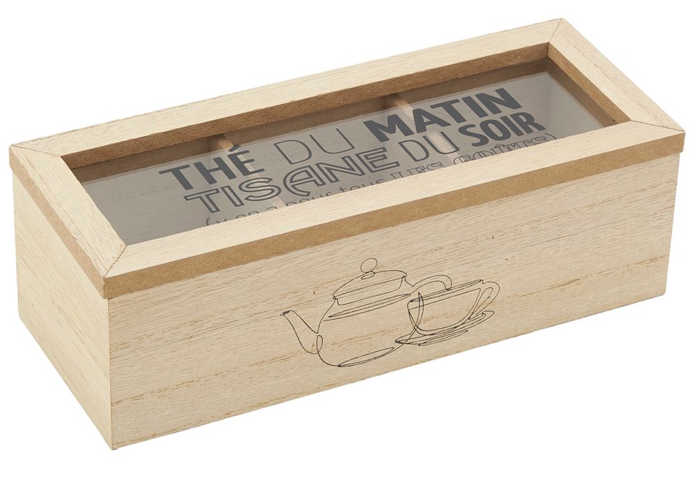 Tea and coffee accessories - Natural wood and glass tea box - AUBRY GASPARD