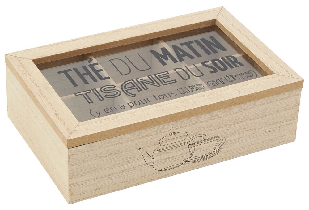 Tea and coffee accessories - Natural wood and glass tea box - AUBRY GASPARD