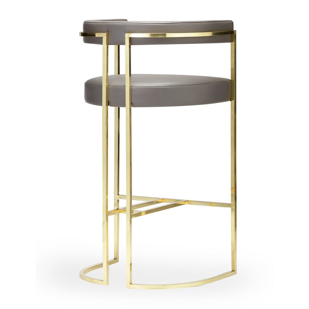 Tabourets pour collectivités - Tabouret de Bar Julius En Cuir Ciré Naturel et Structure en Laiton - DUISTT