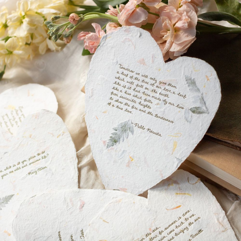 Stationery - Floral Poems Handmade Paper Letterpress Cards - OBLATION PAPERS AND PRESS