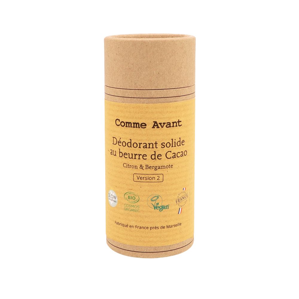 Cosmétiques - Déodorant solide bio au beurre de cacao citron et bergarmote - COMME AVANT