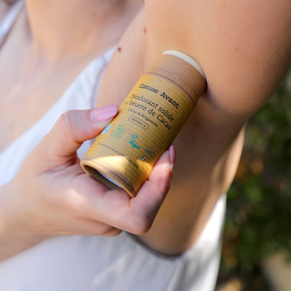 Cosmétiques - Déodorant solide bio au beurre de cacao citron et bergarmote - COMME AVANT