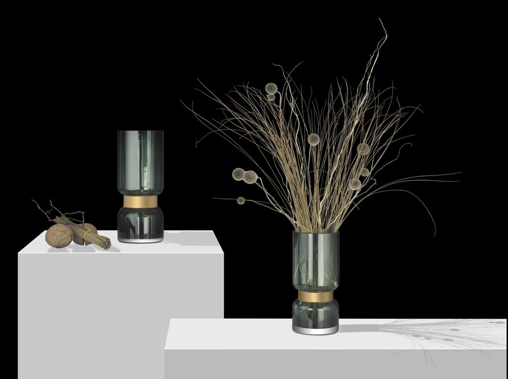 Vases - Vase au design rétro futuriste fabriqué à la perfection, ruban TRIER argent/or en verre transparent - ELEMENT ACCESSORIES