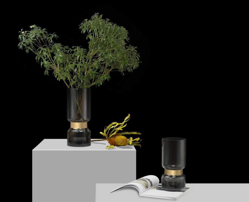 Vases - Vase au design rétro futuriste fabriqué à la perfection, ruban TRIER argent/or en verre transparent - ELEMENT ACCESSORIES