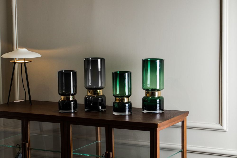 Vases - Vase au design rétro futuriste fabriqué à la perfection, ruban TRIER argent/or en verre transparent - ELEMENT ACCESSORIES