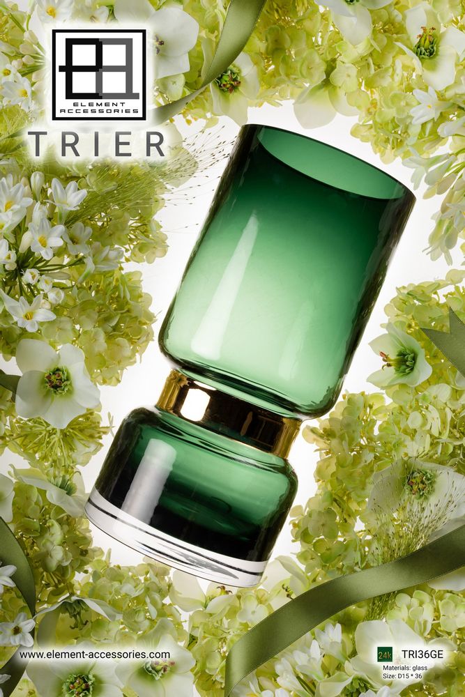 Vases - Vase au design rétro futuriste fabriqué à la perfection, ruban TRIER argent/or en verre transparent - ELEMENT ACCESSORIES