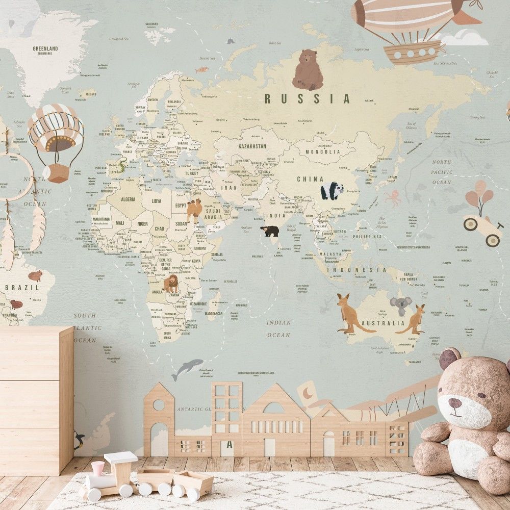Poster - Mapa del Mundo Kids - APDECORATION