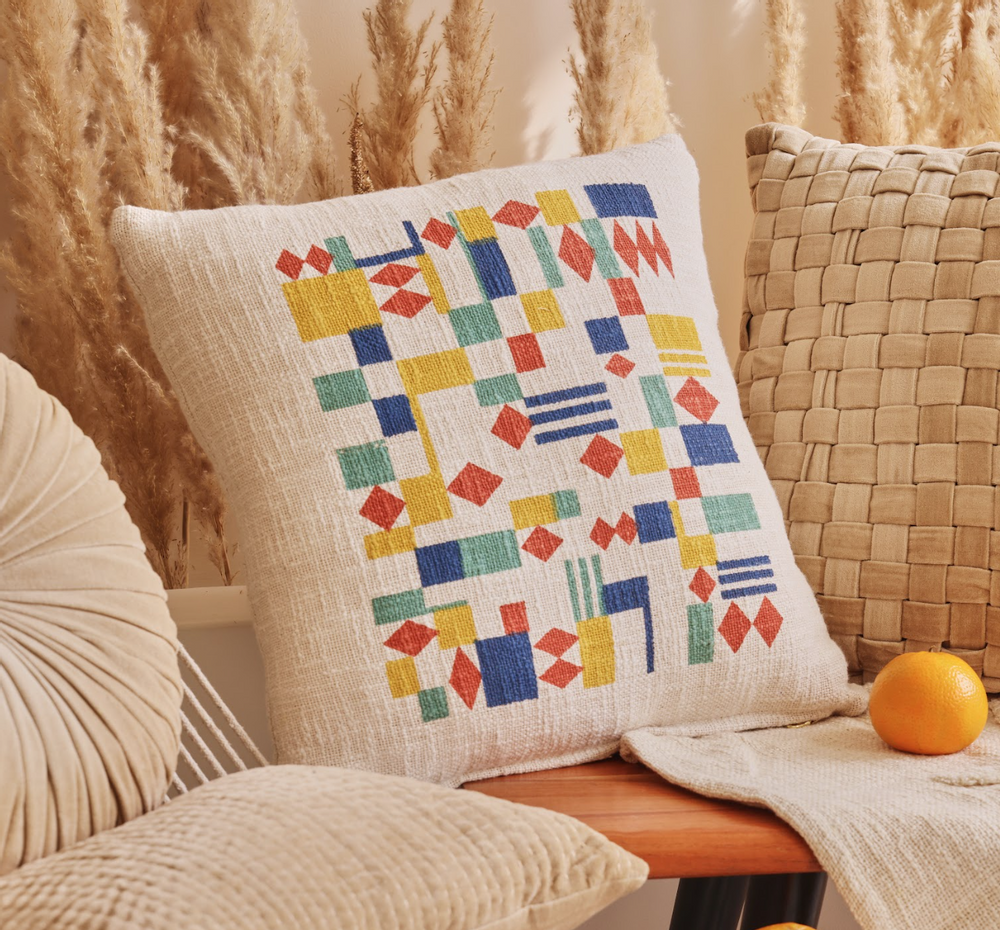 Fabric cushions - Geo Shapes Accent Pillow - 18 x 18 Inch - CASA AMAROSA