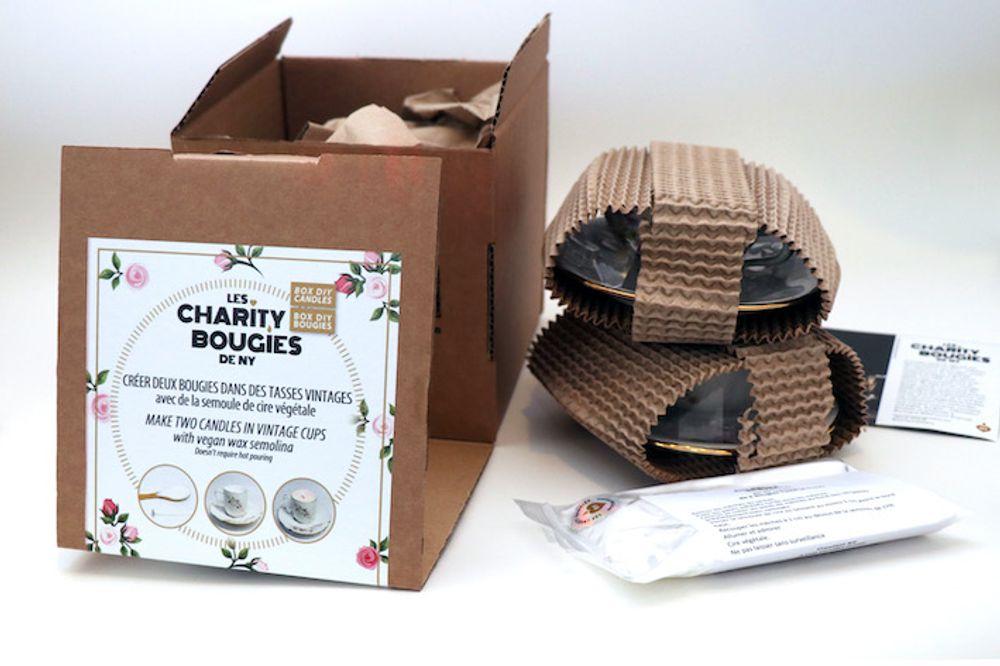 Cadeaux - KITS DIY DE CREATION DE BOUGIES VEGETALES DANS UNE TASSE ANCIENNE - CHARITY BOUGIES DE NY