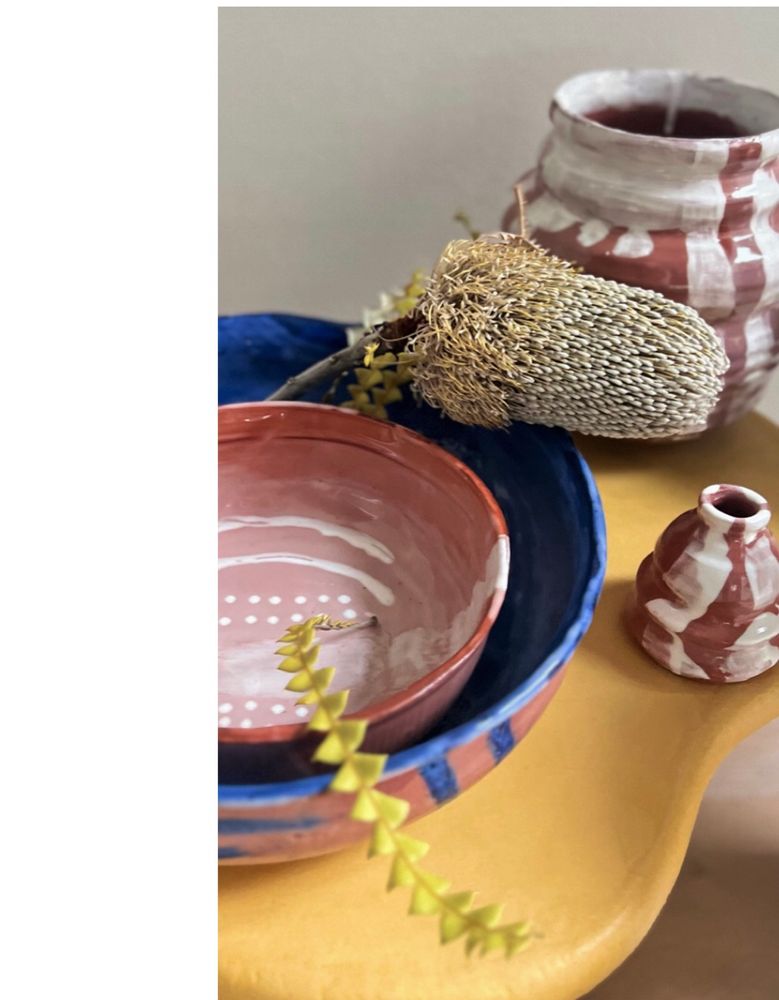 Objets de décoration - Bol moyen à rayures blanches ethniques - NOMADIC CLAY DESIGN STUDIO