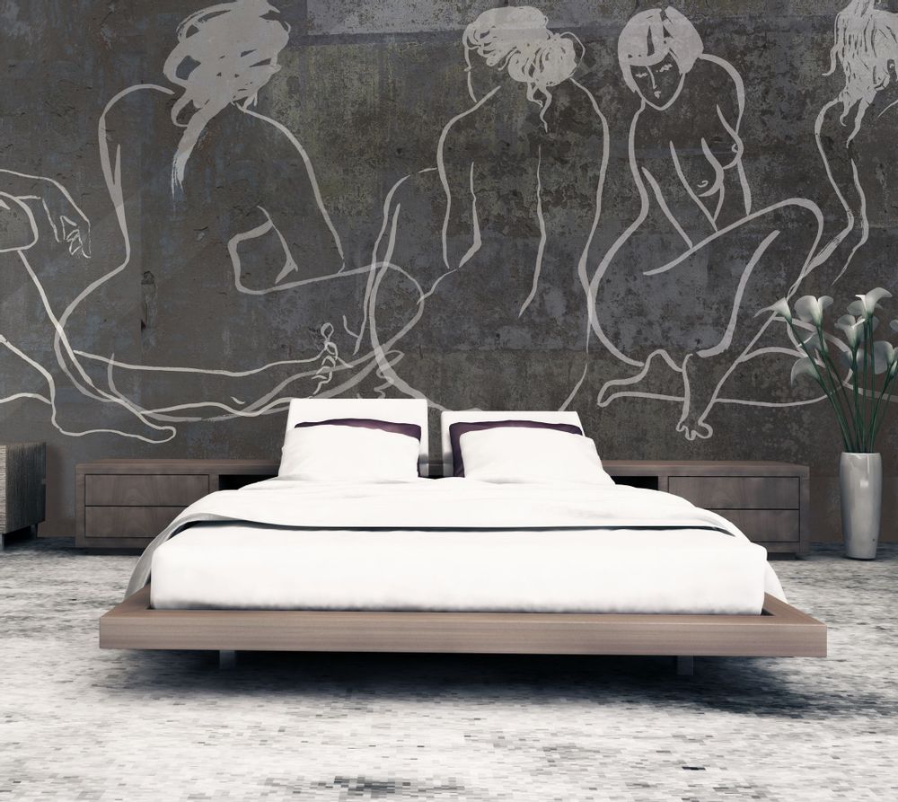 Papiers peints - Papier peint panoramique Nus assis sur béton peint - INCREATION