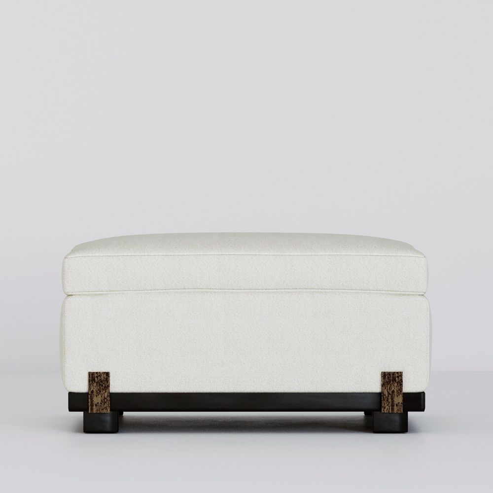 Tabourets - Repose-pieds Ida Du Recouvert De Tissu Duistt, Base En Chêne Laqué Noir Et Détails En Bronze Coulé - DUISTT