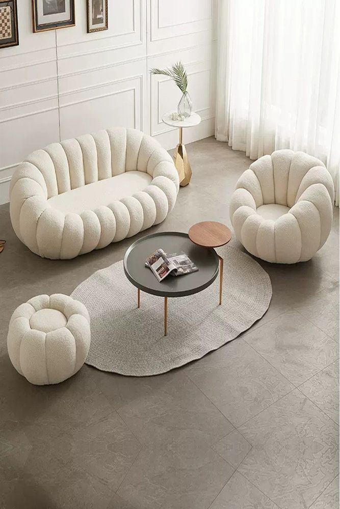 Armchairs - Pearl Puffy Sofa Set - CHAPPAL.CO