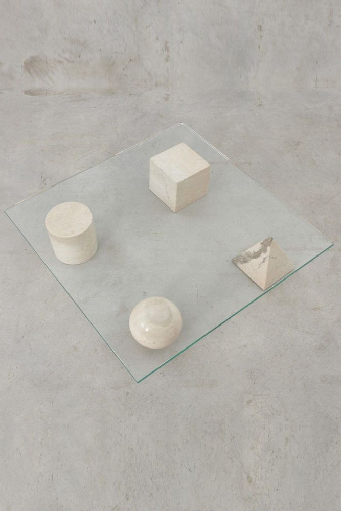 Coffee tables - Geometric Travertine Coffee Table - CHAPPAL.CO