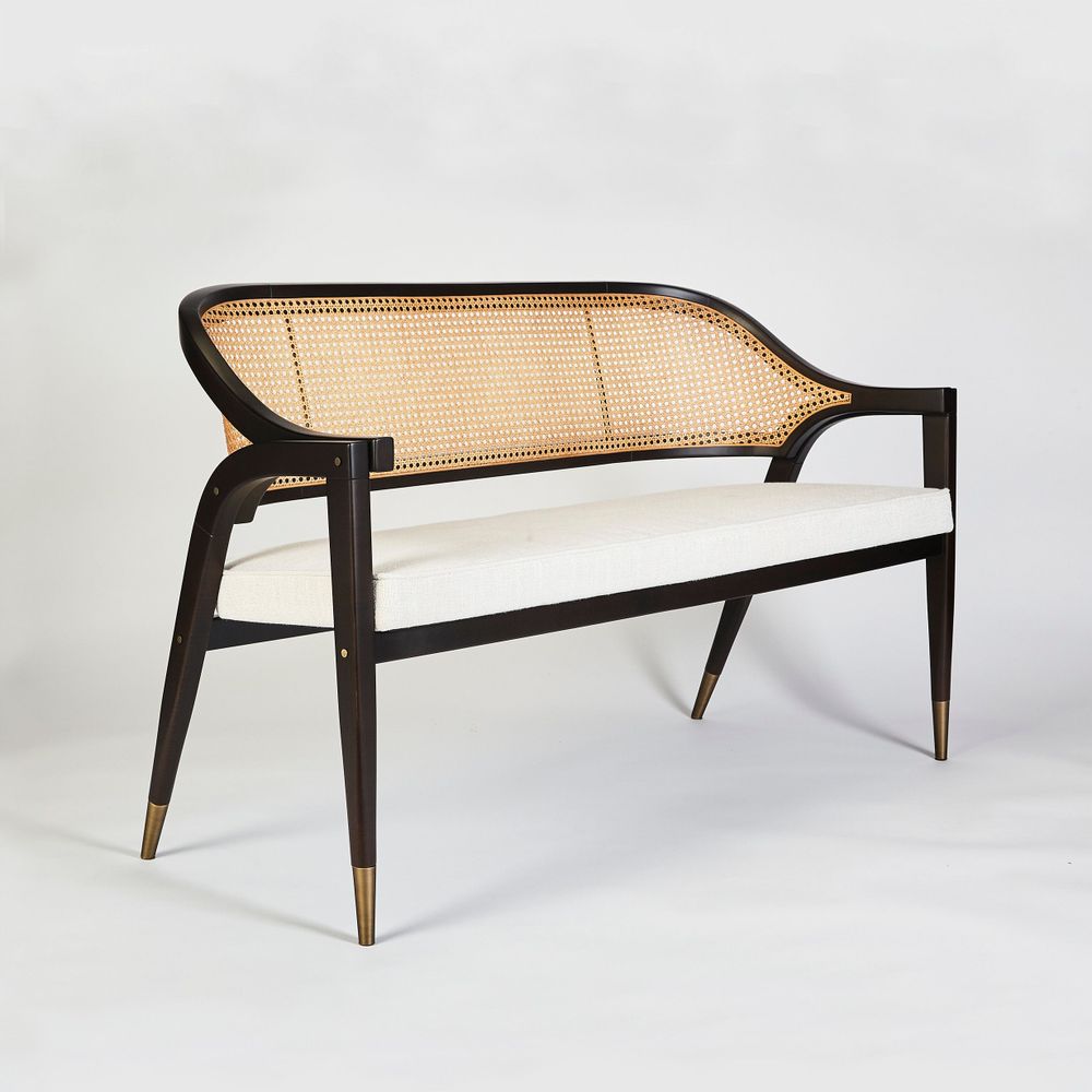 Benches - Wormley Bench in Darkened Sikomoro Wood With Brushed Brass Details - DUISTT
