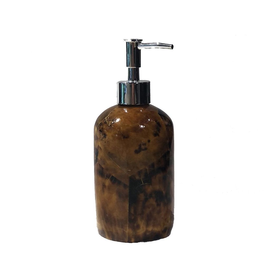 Soap dishes - Young Pen Shell Inlay Cylindrical Soap Dispenser - THOMAS & GEORGE FURNITURE, LIGHTING & DECOR