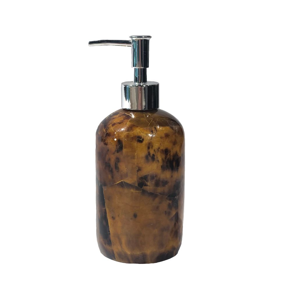 Soap dishes - Young Pen Shell Inlay Cylindrical Soap Dispenser - THOMAS & GEORGE FURNITURE, LIGHTING & DECOR