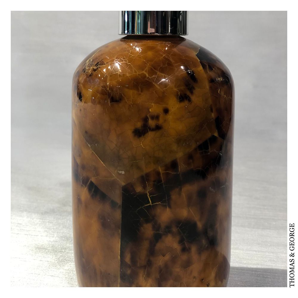 Soap dishes - Young Pen Shell Inlay Cylindrical Soap Dispenser - THOMAS & GEORGE FURNITURE, LIGHTING & DECOR