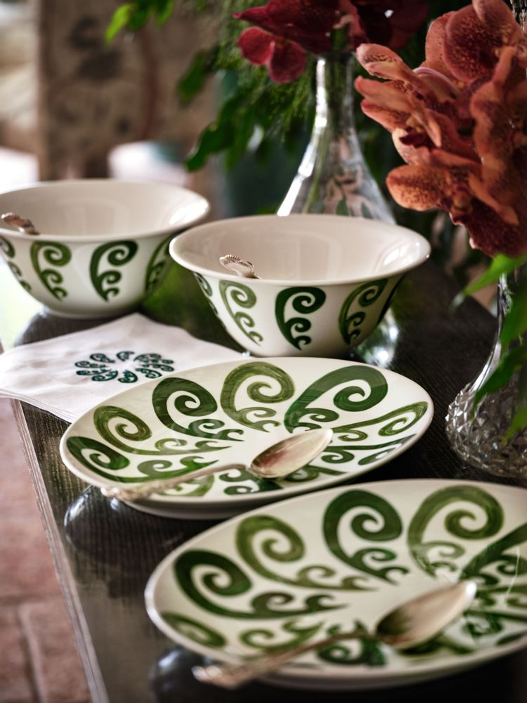 Assiettes au quotidien - Athenee Two Tone Green Peacock Dessert Plate - THEMIS Z