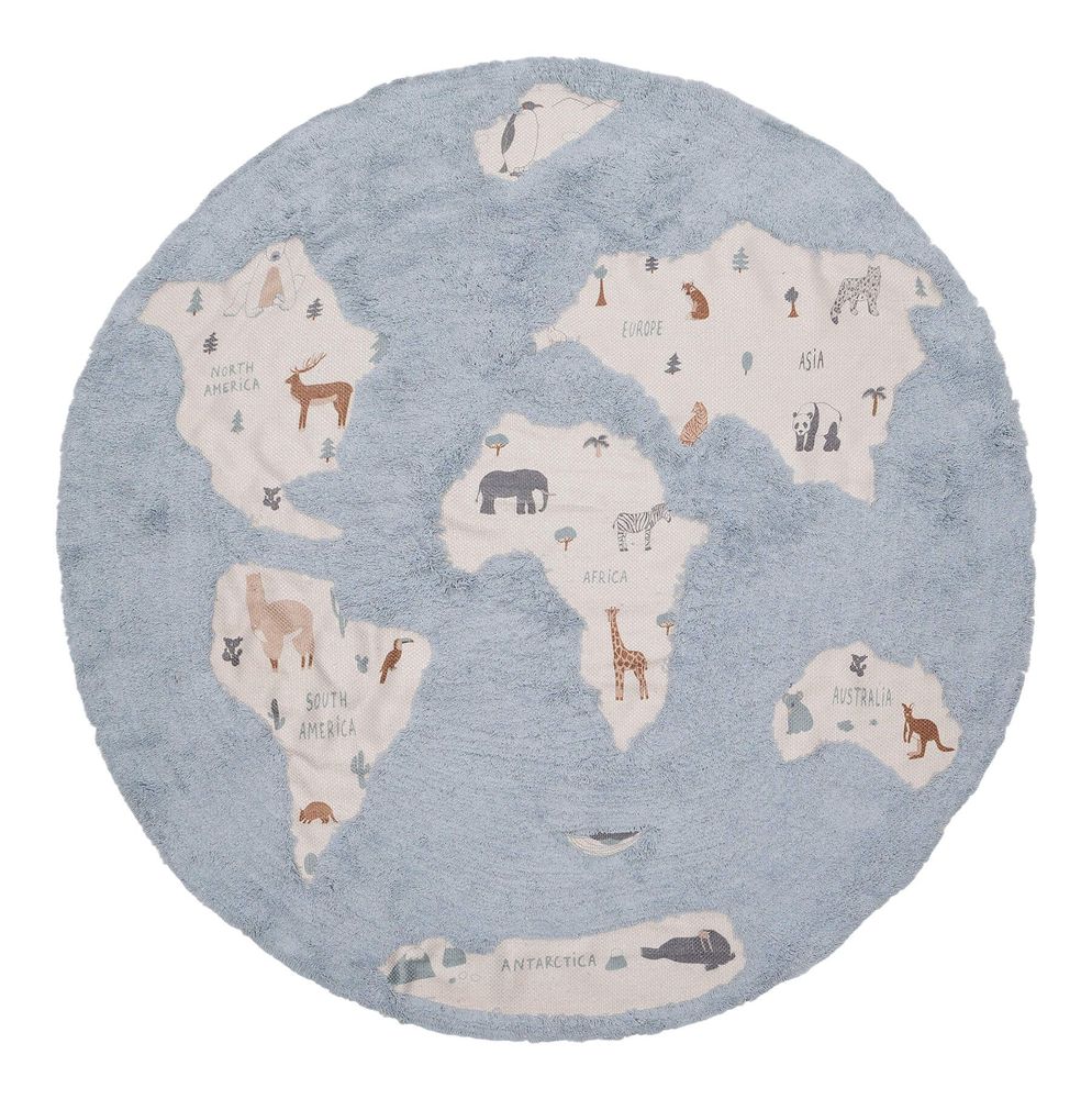 Autres tapis - Tapis lavable en machine MONDE - Bleu - AFK LIVING DESIGNER RUGS