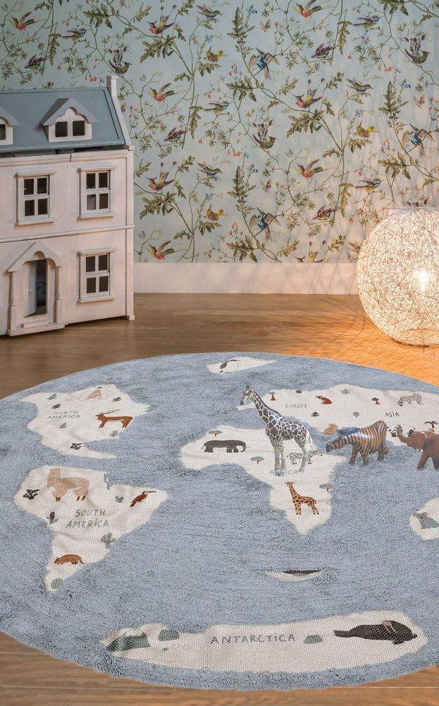 Autres tapis - Tapis lavable en machine MONDE - Bleu - AFK LIVING DESIGNER RUGS