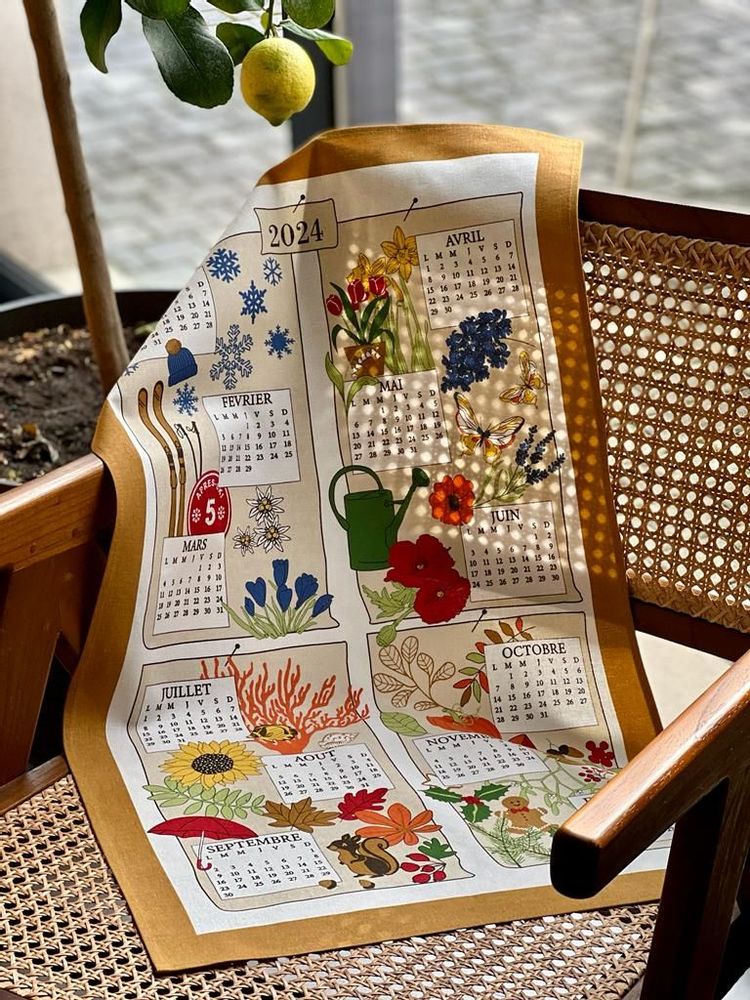 Torchons textile - Torchon Calendrier Les Saisons 2024 - BEAUVILLÉ