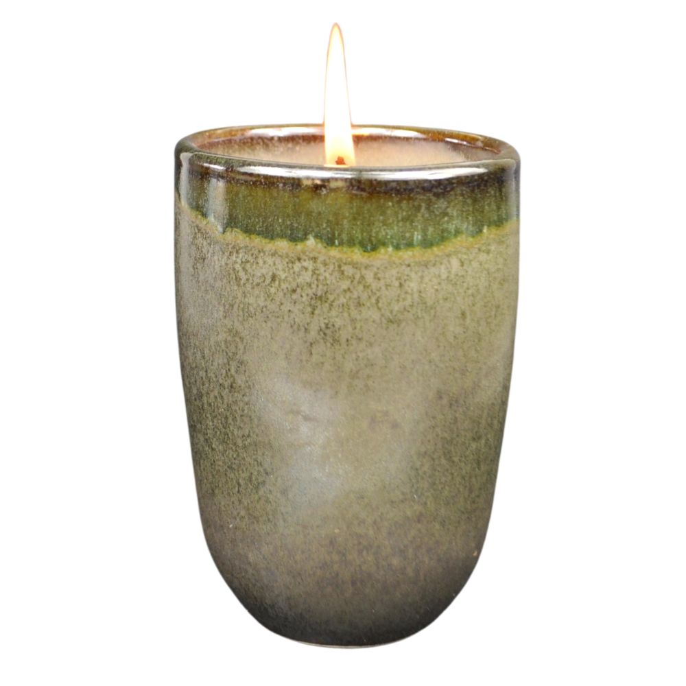 Coffrets et boîtes - Bougie en céramique vert pailleté 170g/ NUANCE FLORALE ( 30% DE REMISE SUR TOUT) - NATOÈ FRAGRANCES