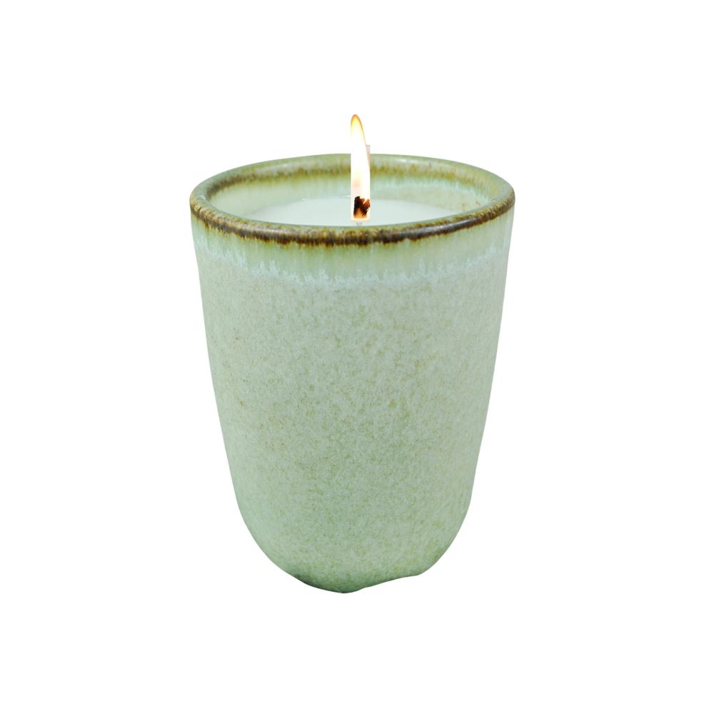 Coffrets et boîtes - Bougie en céramique vert pailleté 170g/ NUANCE FLORALE ( 30% DE REMISE SUR TOUT) - NATOÈ FRAGRANCES