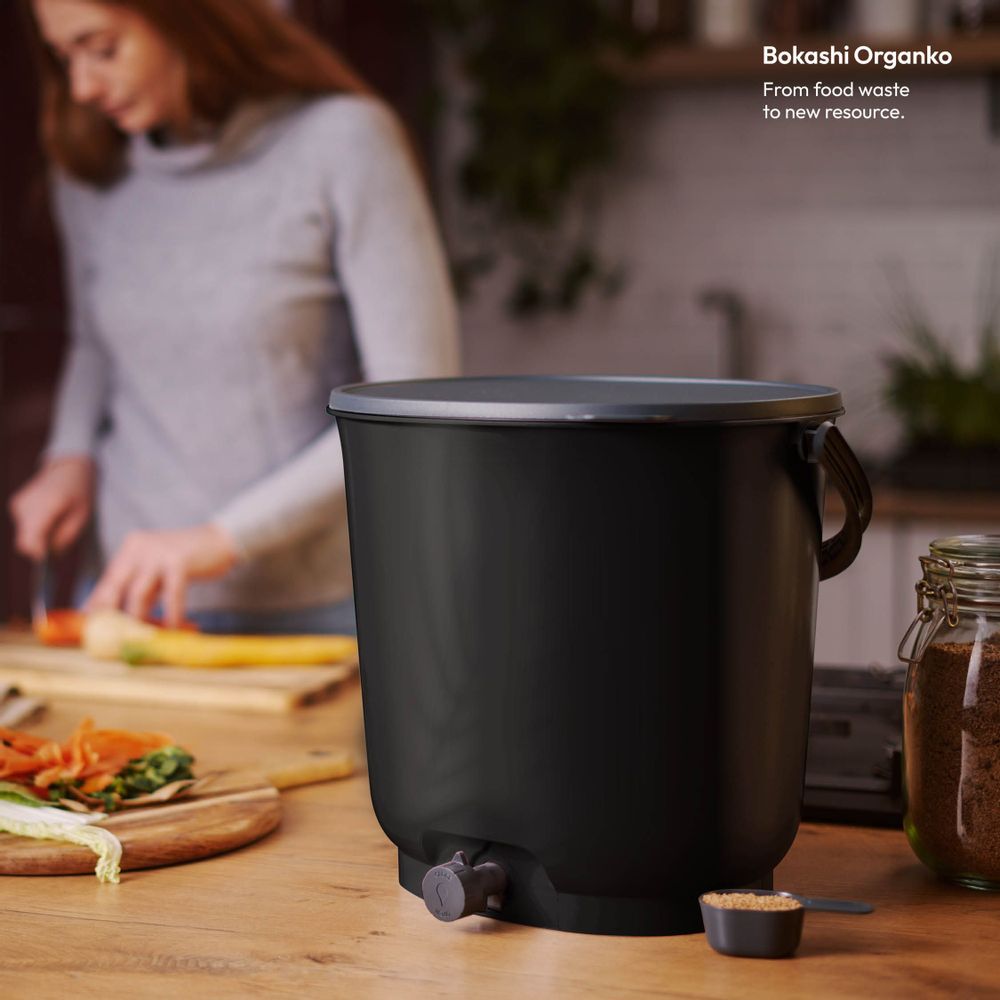 Kitchens furniture - Garden composter - BOKASHI ORGANKO ESSENTIAL (black) - Plastic Recycling Award Finalist - PLASTIKA SKAZA - EXCEEDING EXPECTATIONS