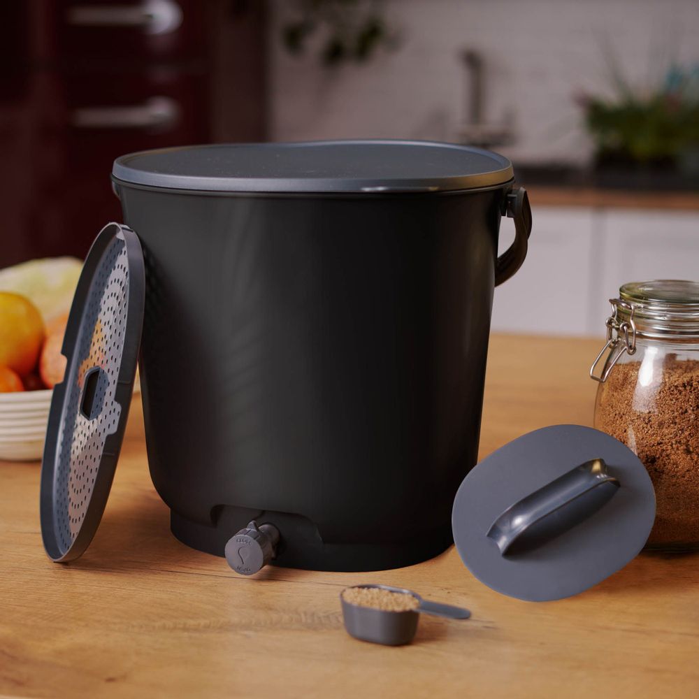 Kitchens furniture - Garden composter - BOKASHI ORGANKO ESSENTIAL (black) - Plastic Recycling Award Finalist - PLASTIKA SKAZA - EXCEEDING EXPECTATIONS
