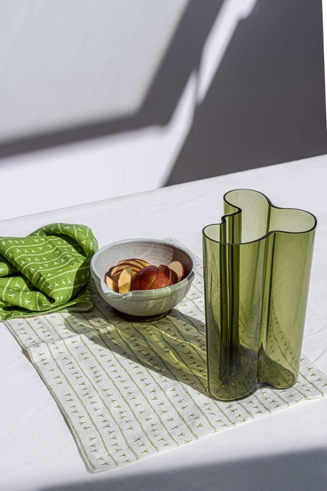 Linge de table textile - Paire de Serviette de table 100% lin 45x45cm - ARRASTA PÉ vert ABACATE - SABIÁ DESIGN