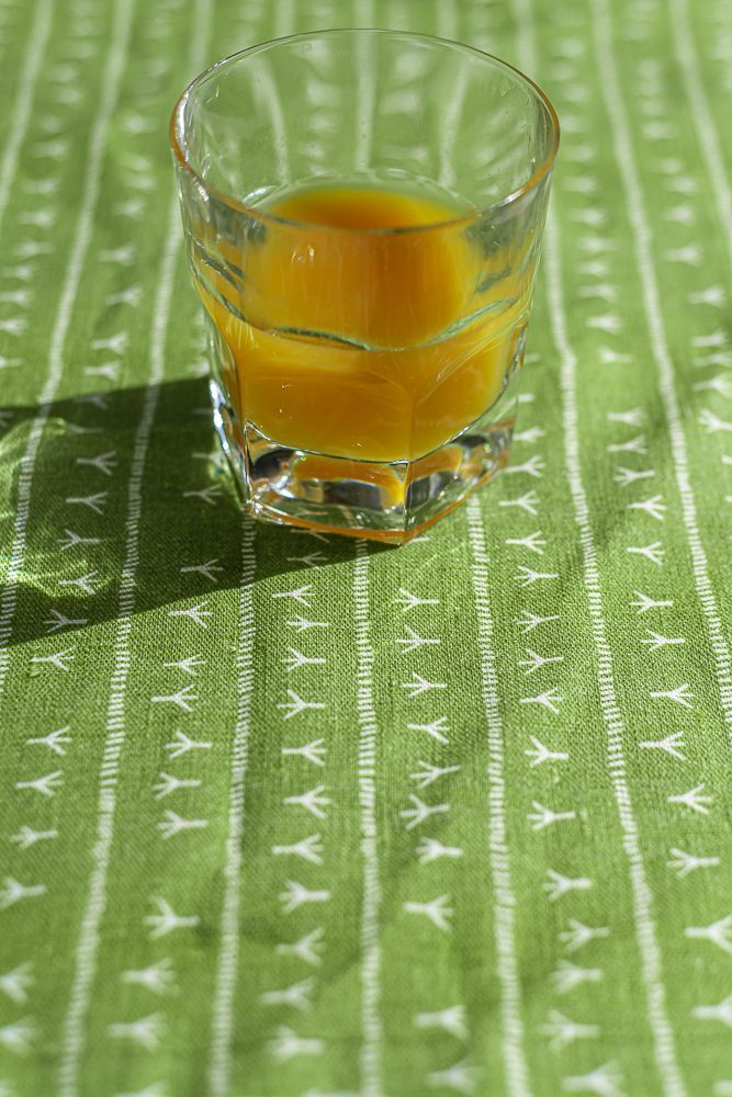 Table linen - Set de table (par 2) 100% lin - encadré 35x50 - Motif ARRASTA PÉ couleur vert ABACATE - SABIÁ DESIGN
