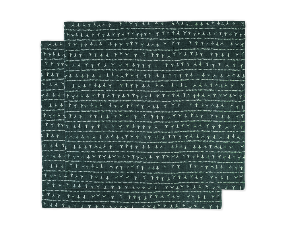 Table linen - Serviette de table (par 2) 100% lin - 45x45 - Motif ARRASTA PÉ couleur vert AMAZÔNIA - SABIÁ DESIGN