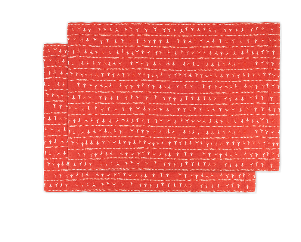 Linge de table textile - Paire de Set de table 100% lin - 35x50 ARRASTA PÉ couleur rouge TERRA - SABIÁ DESIGN