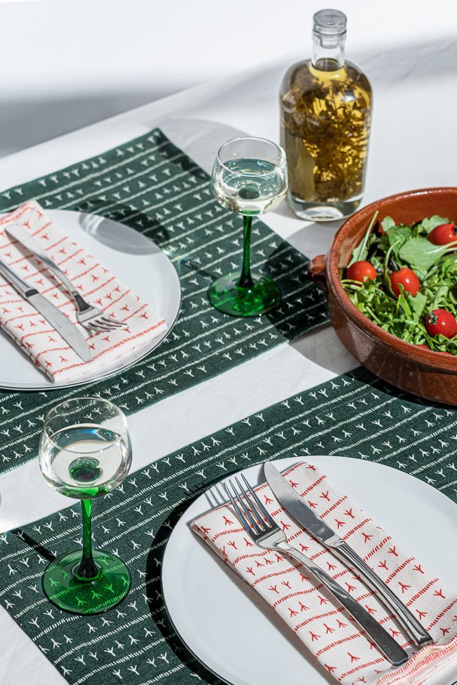 Linge de table textile - Paire de Set de table 100% lin - 35x50cm - ARRASTA PÉ vert AMAZÔNIA - SABIÁ DESIGN