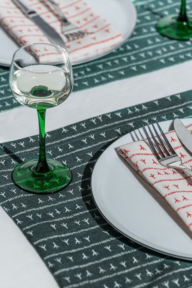 Linge de table textile - Paire de Set de table 100% lin - 35x50cm - ARRASTA PÉ vert AMAZÔNIA - SABIÁ DESIGN
