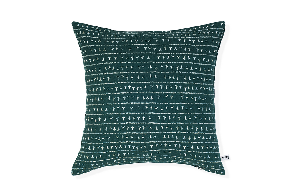 Coussins - Housse de coussin 100% lin 45x45cm Motif -ARRASTA PÉ couleur vert AMAZÔNIA - SABIÁ DESIGN