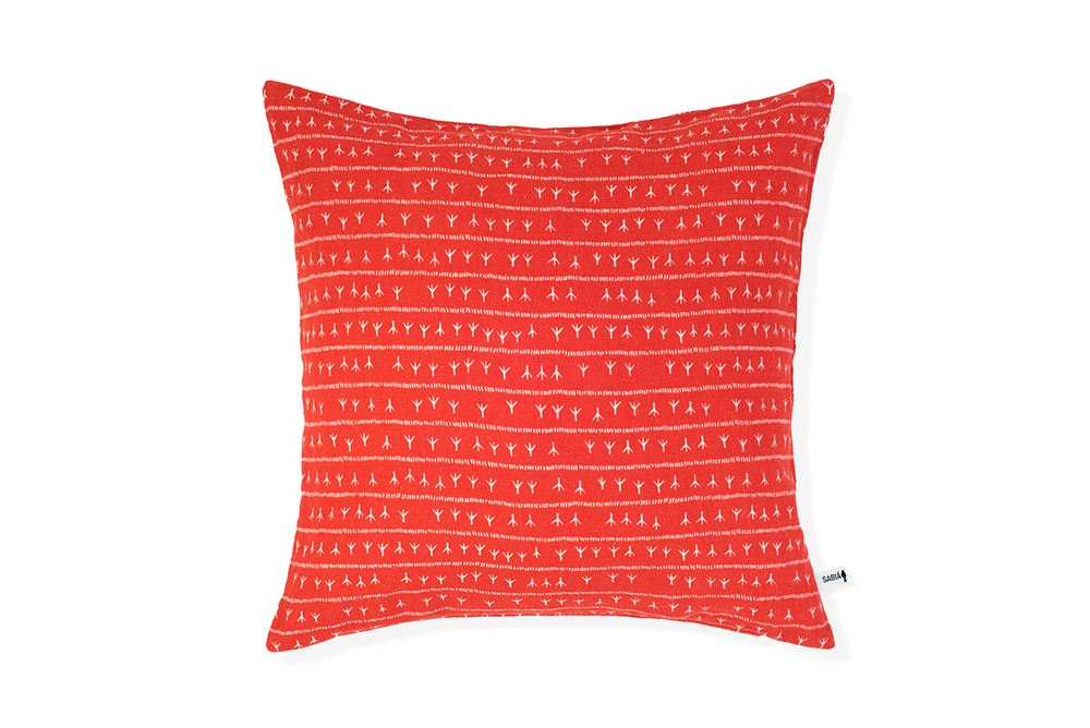 Fabric cushions - Housse de coussin 100% lin 45x45 - Motif ARRASTA PÉ couleur rouge TERRA - SABIÁ DESIGN
