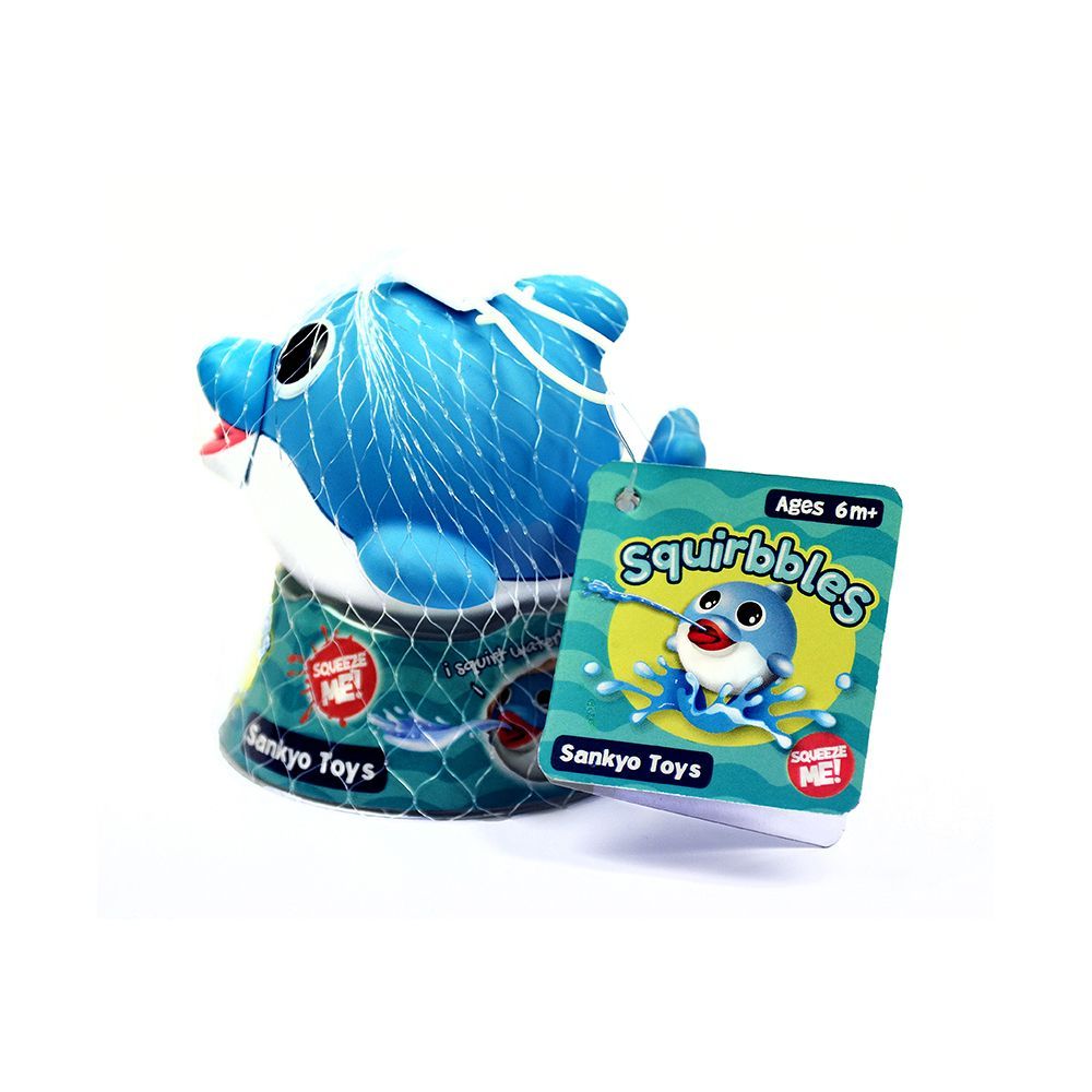 Jouets enfants - Dauphin bleu arroseur d’eau dans le bain - collection Squirbbles / SANKYO TOYS - ABINGPLUS