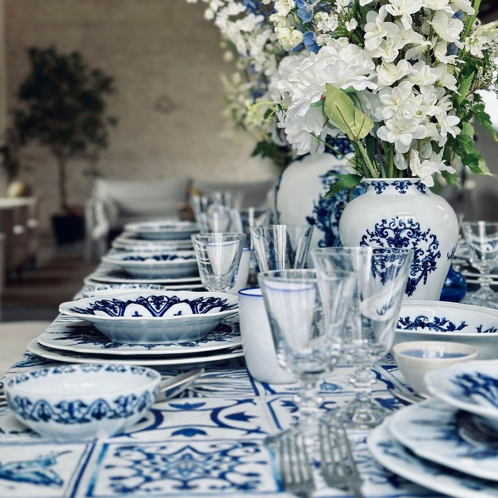 Linge de table textile - Nappes et serviettes en lin AZULEJOS - SUMMERILL AND BISHOP
