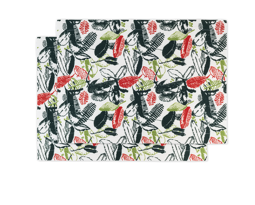 Linge de table textile - Set de table (par 2) 100% lin encadré 35x50cm - Motif RECANTO - SABIÁ DESIGN
